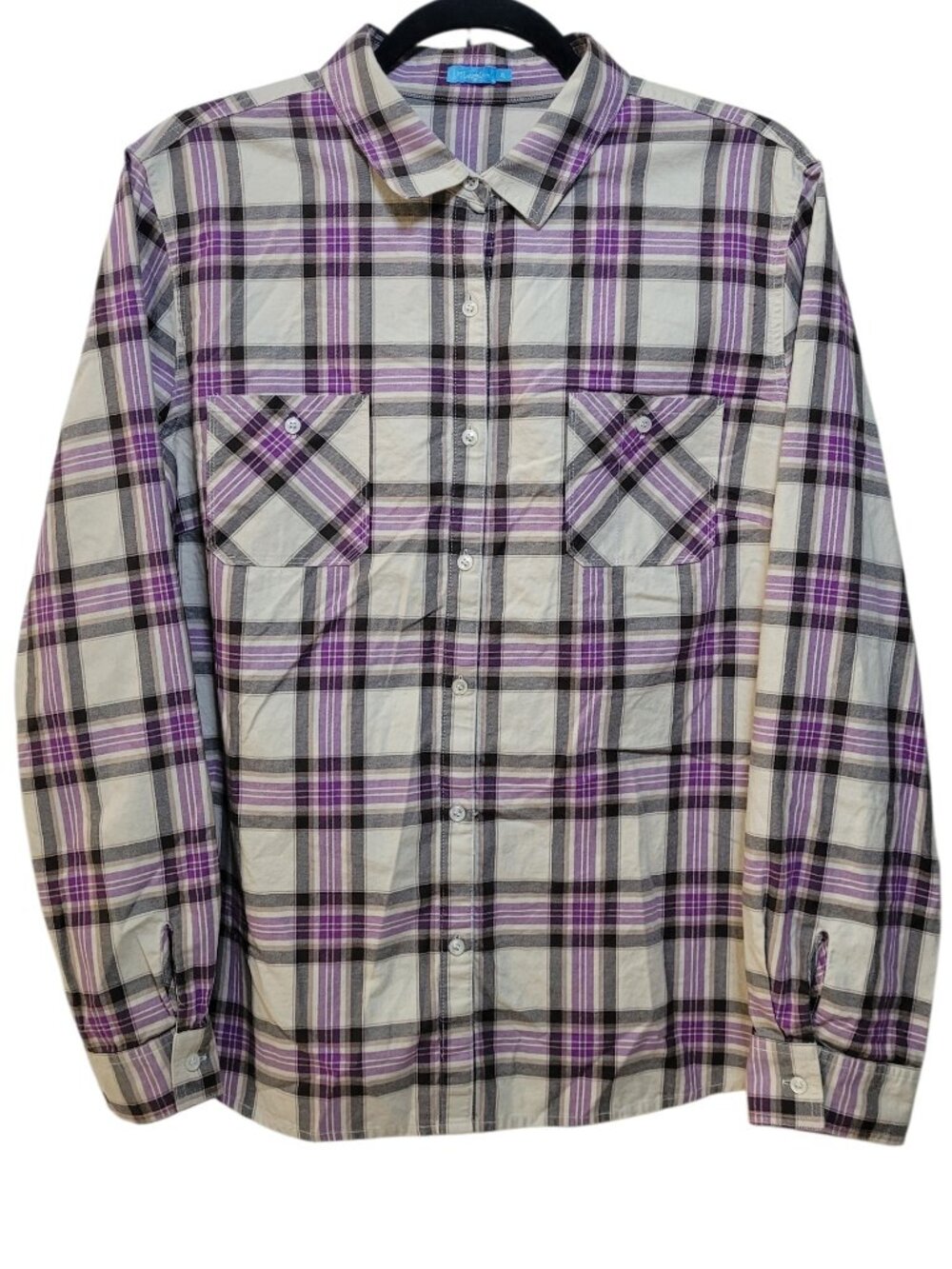 J McLaughlin Womens Plaid Button Up Shirt Long Sleeve Pockets Preppy